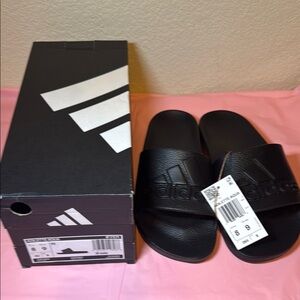 Adidas Adilette Aqua Black Slide. 8 mens or 9 women